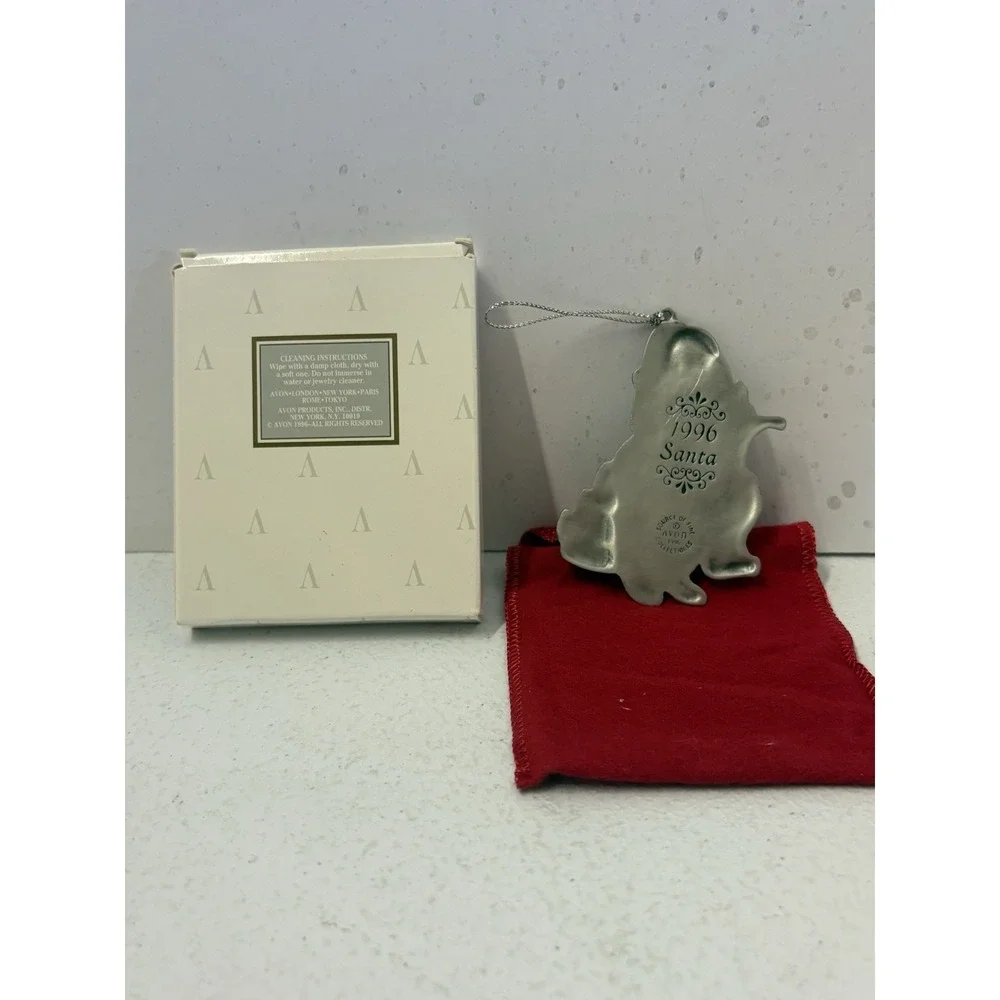 Vintage‎ AVON Pewter Holiday Christmas Ornament 1996 Santa Checking His List